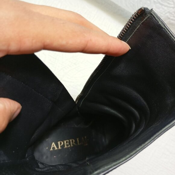 Aperlai Paris Boots Leather Pointed Toe High Heel Ankle 38 Women Elegant Style - Picture 9 of 12